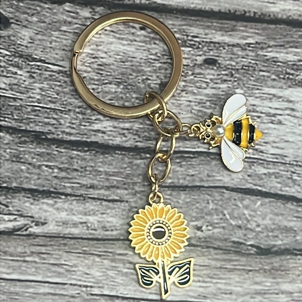 Bee and Sunflower Keychain